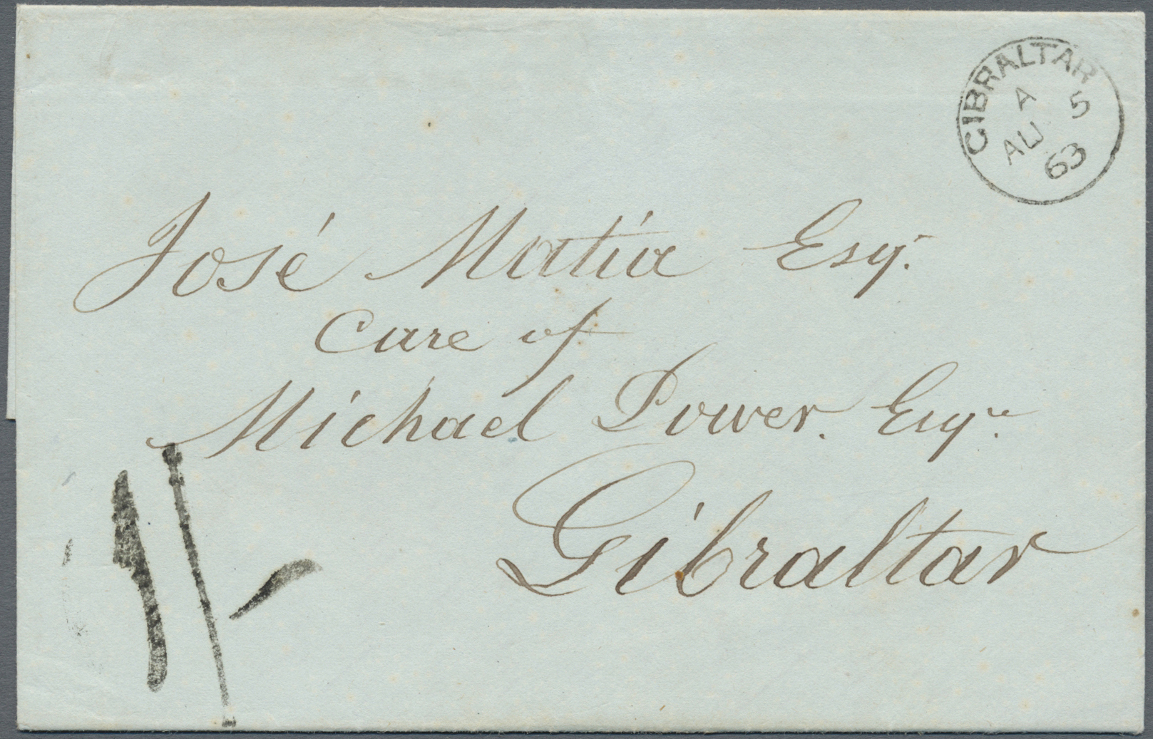 Br Macau: 1863. Stampless Envelope Written From Macau Dated '12th June 1863' Addressed To 'Jose Matia, Cadiz, Spain Via - Other & Unclassified