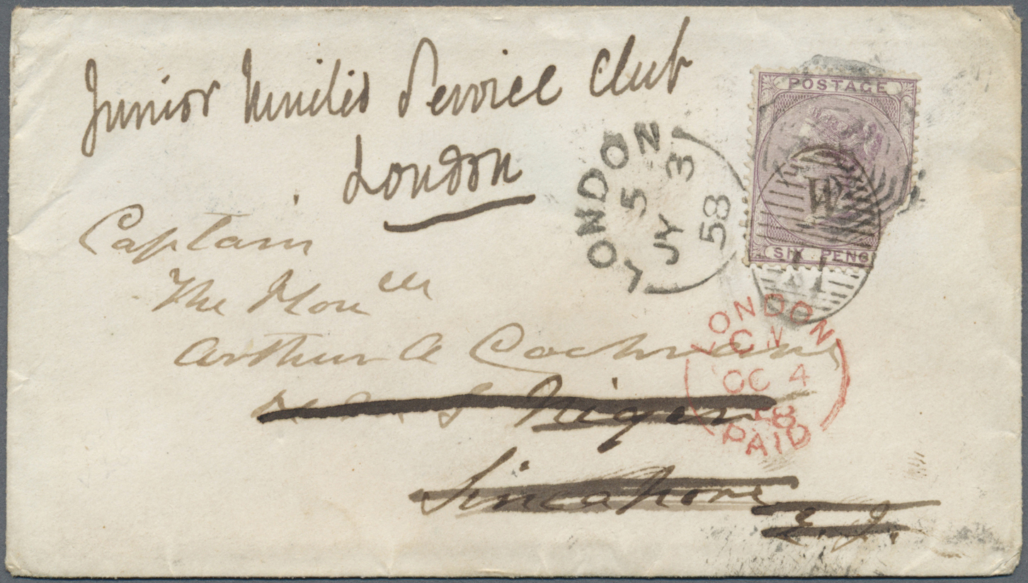 Br Malaiische Staaten - Straits Settlements: 1858. Envelope Addressed To 'Captain Arthur Cochrane Of The S.S. "Niger", S - Straits Settlements