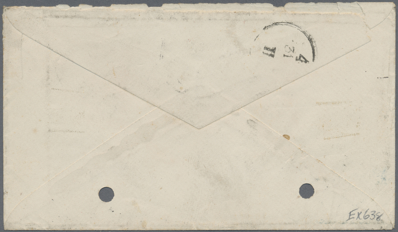 Br Malaiische Staaten - Straits Settlements: 1867, 8 C Orange On Envelope (filing Holes On Bottom) Sent With Double Cds - Straits Settlements