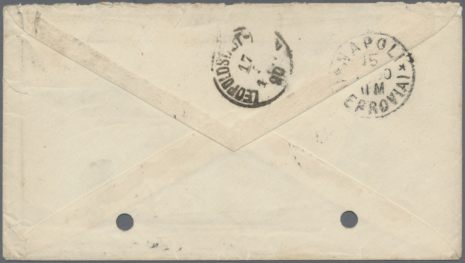 Br Malaiische Staaten - Straits Settlements: 1882, 8 C Orange On Envelope (filing Holes On Bottom) Sent With Cds "SINGAP - Straits Settlements