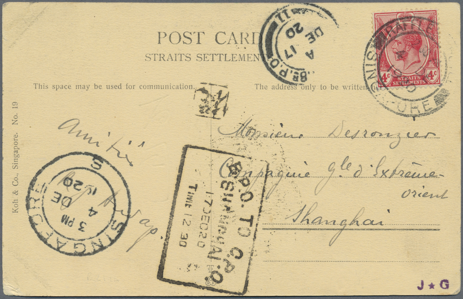 Br Malaiische Staaten - Straits Settlements: 1920. Picture Post Card 'Opening Of The New Works 26th March 1912, Kalang R - Straits Settlements