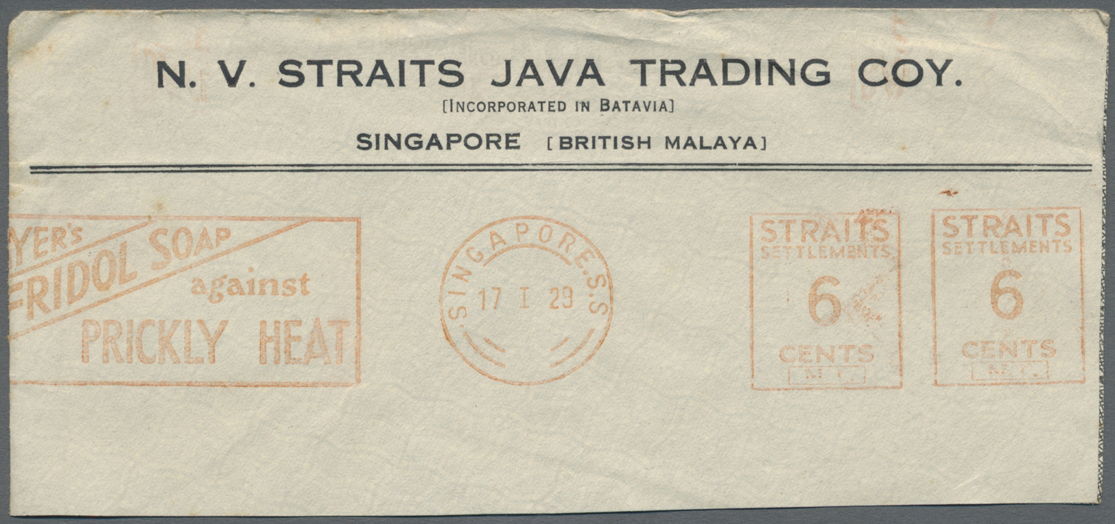 Br Malaiische Staaten - Straits Settlements: 1928-29: Three Different 'Neopost' Type Meter Stamps 6c. Of Singapore Used - Straits Settlements