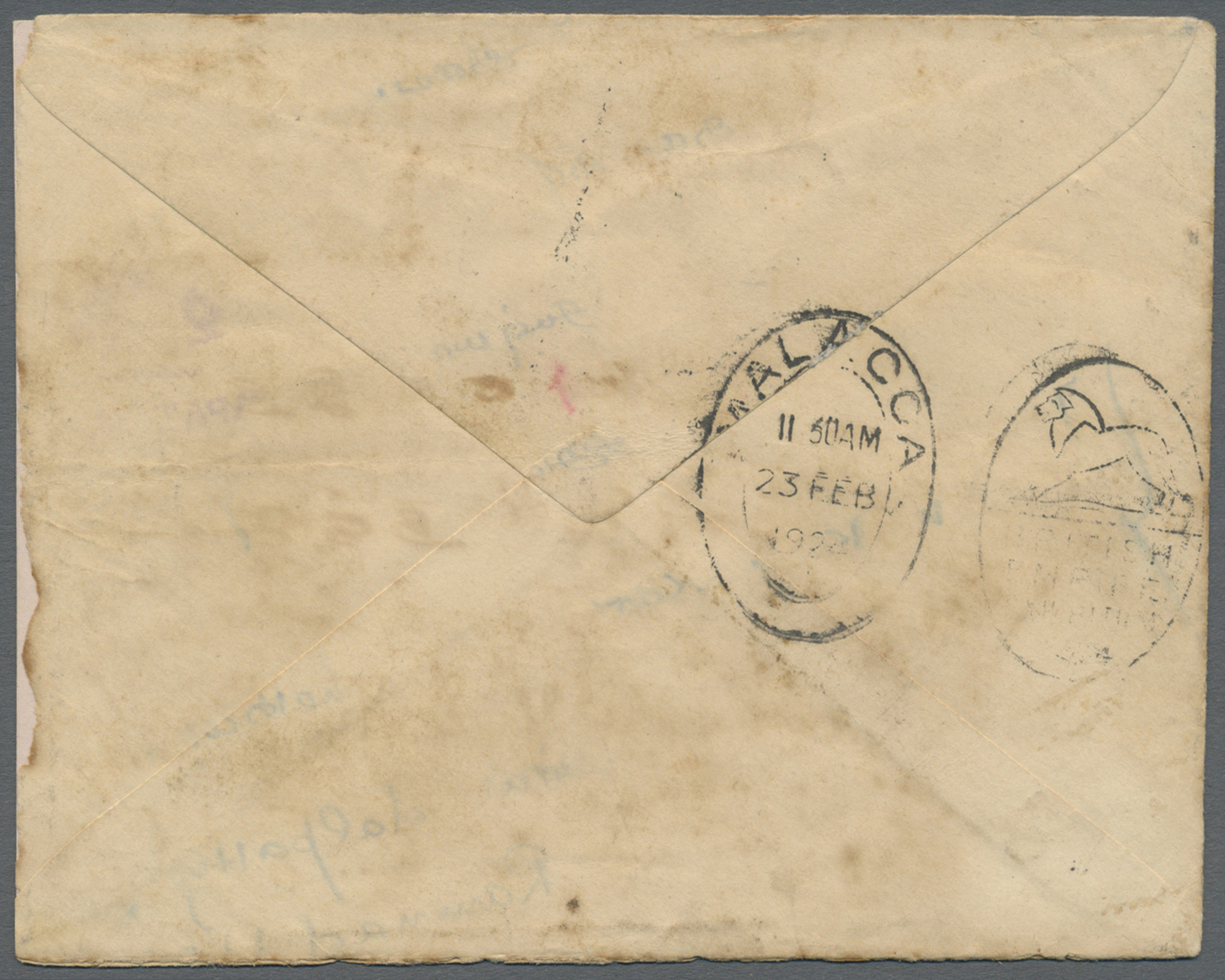 Br Malaiische Staaten - Straits Settlements - Portomarken: 1924-1936, Small Group Of 14 Taxed Covers From India To Malac - Straits Settlements