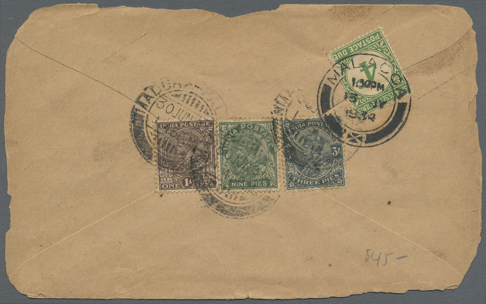 Br Malaiische Staaten - Straits Settlements - Portomarken: 1924-1936, Small Group Of 14 Taxed Covers From India To Malac - Straits Settlements