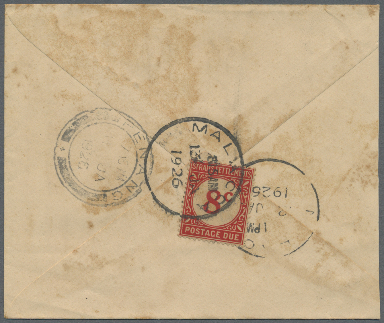 Br Malaiische Staaten - Straits Settlements - Portomarken: 1924-1936, small group of 14 taxed covers from India to Malac