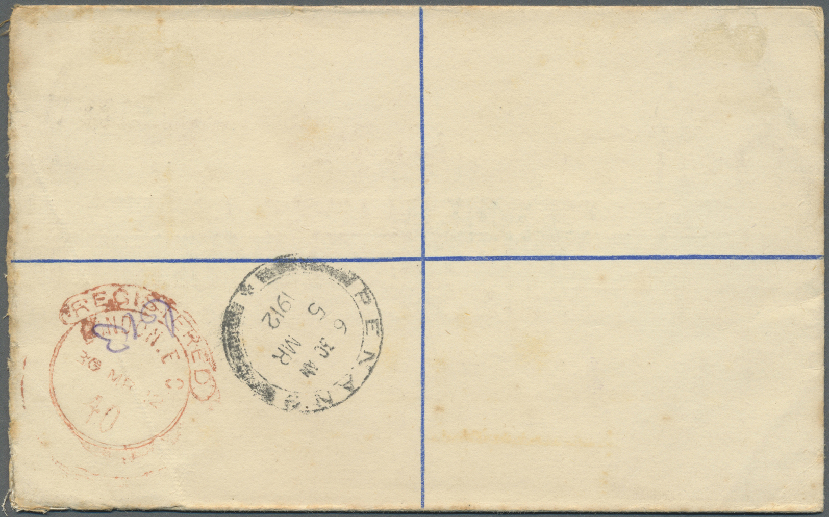 GA Malaiischer Staatenbund: 1912. Registered Envelope 10c Blue Upgraded With SG 36, 4c Black And Scarlet Tied By Taiping - Federated Malay States