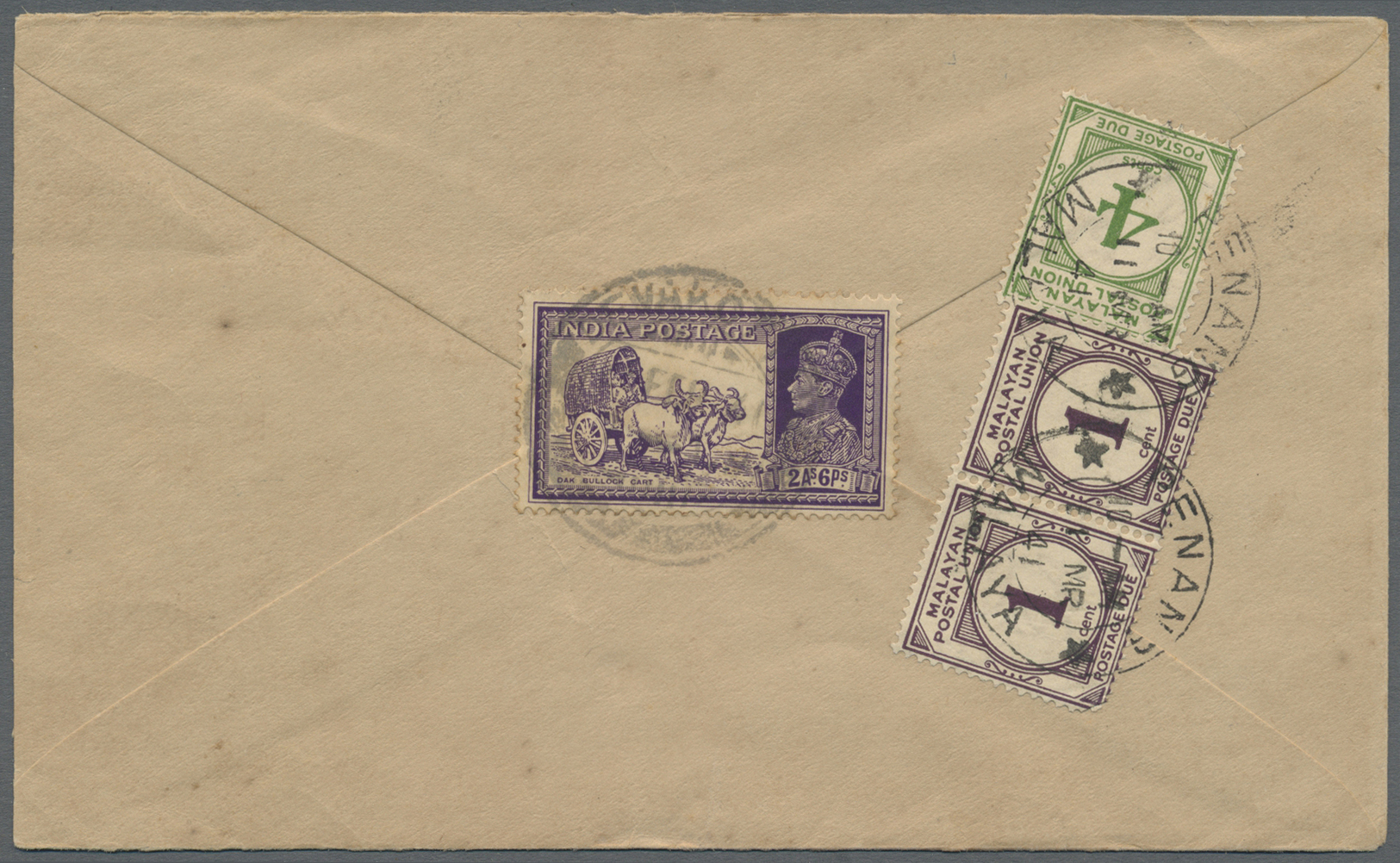 Br Malaiischer Staatenbund - Portomarken: 1939-1941, Selection Of 3 Underpaid Covers From India To Malacca (2) And Penan - Federated Malay States