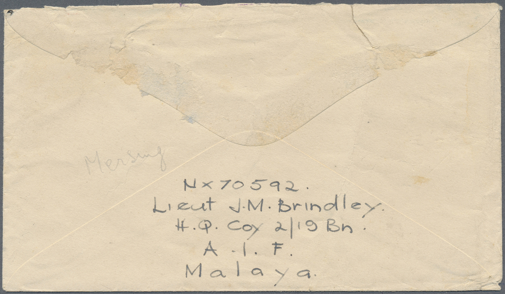 Br Malaiische Staaten - Johor: 1941. Air Mail Envelope Addressed To Australia Headed 'YMCA/Australia' With Circular Fran - Johore