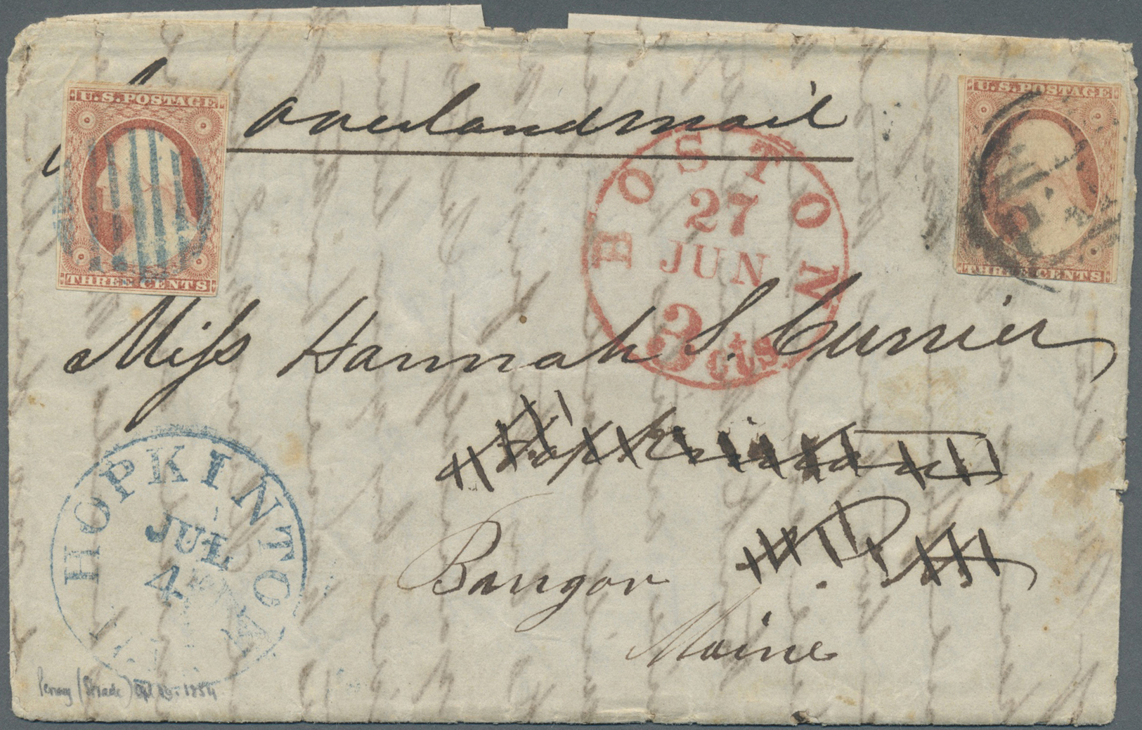 Br Malaiische Staaten - Penang: 1854, Complete Folded Letter, Written "Penang 19th April 1854", With Ms "overlandmail", - Penang