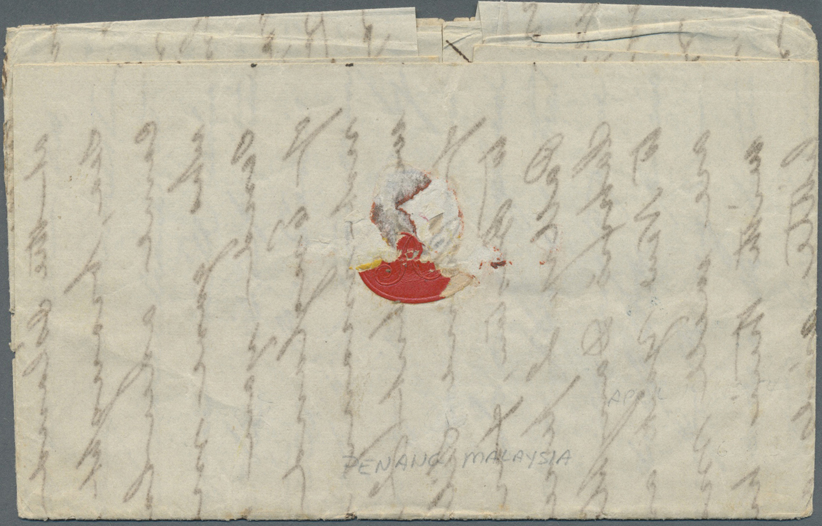 Br Malaiische Staaten - Penang: 1854, Complete Folded Letter, Written "Penang 19th April 1854", With Ms "overlandmail", - Penang