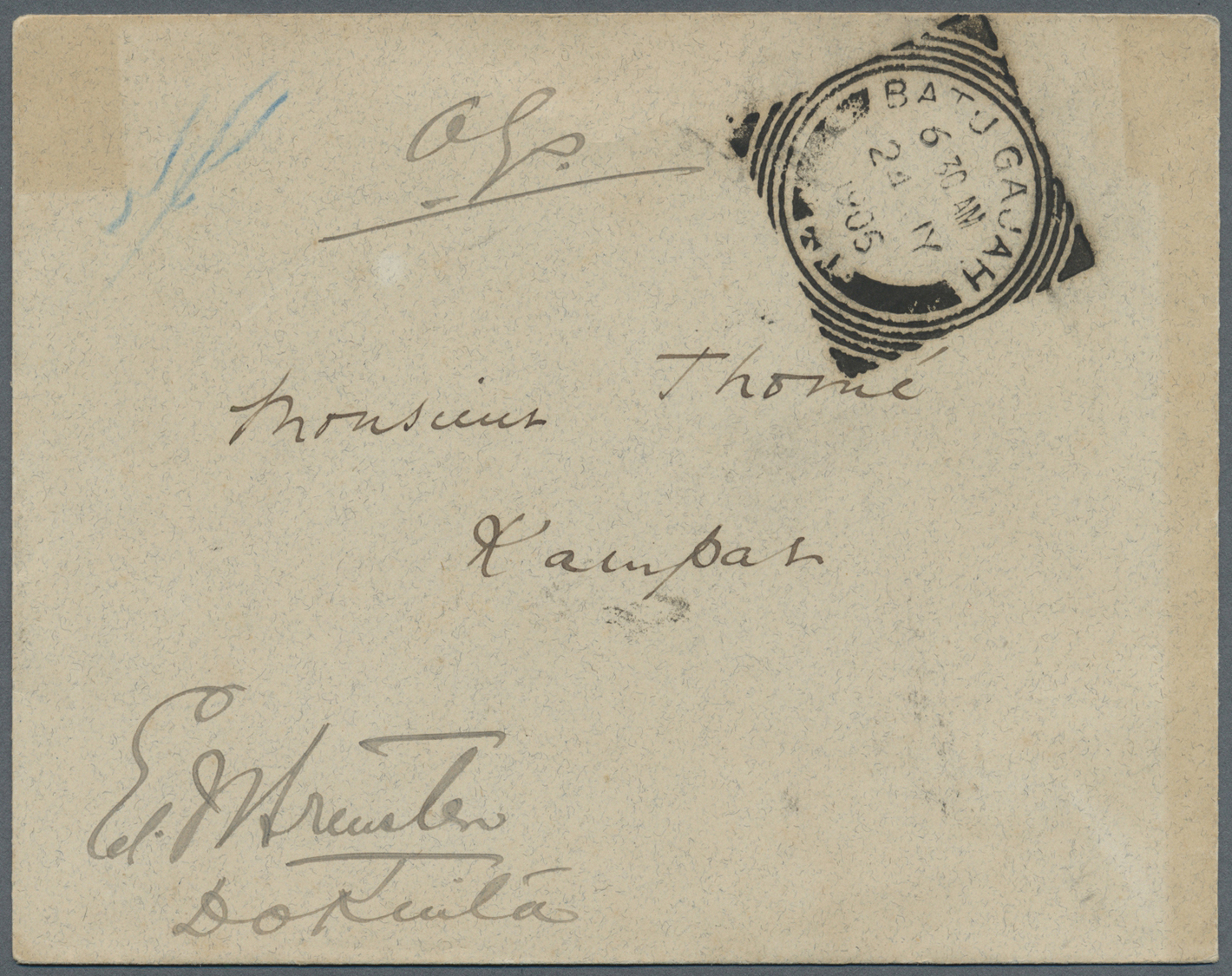 Br Malaiische Staaten - Perak: 1905. Stampless Official Mail Envelope (small Faults) Written From 'The British Residency - Perak