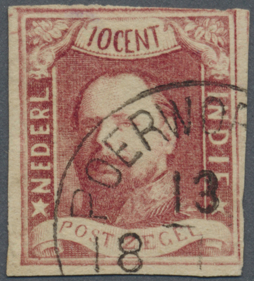 O Niederländisch-Indien: 1864, Willem III 10 C. Canc. "POERWWOR(EDJO)13/1 18..", Top Lupe Margin To Touched, Otherwise F - Netherlands Indies