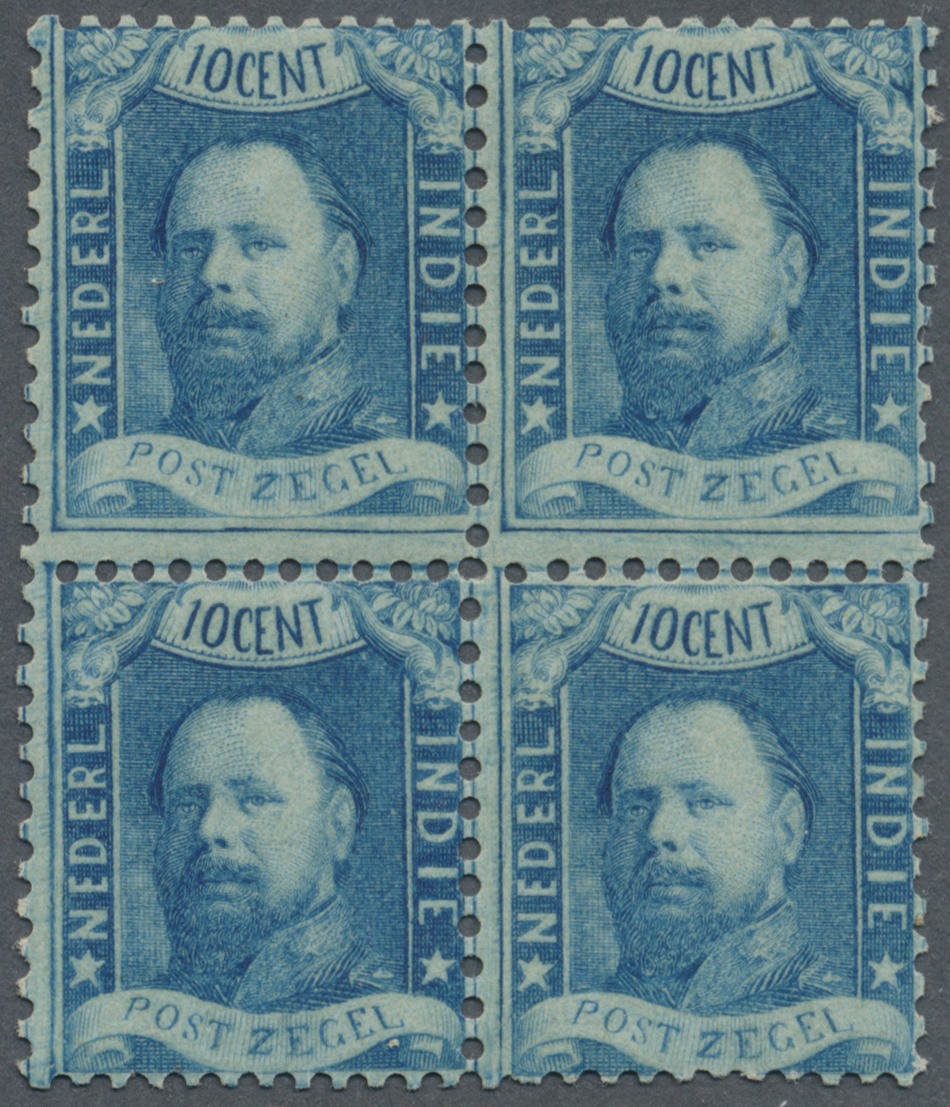 **/*/ Niederländisch-Indien: 1868, Willem III 10 C. Perforated, Proof In Blue Colour, A Block Of Four W. Pos. 2 Mounted - Indes Néerlandaises