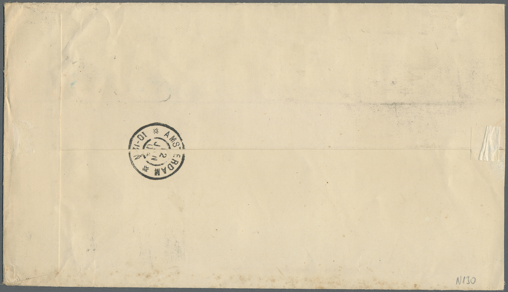 Br Niederländisch-Indien: 1903, Business Letter Franked With 50 Cent. Wilhelmina In Strip Of Three, Left Stamp Folded. W - Indes Néerlandaises
