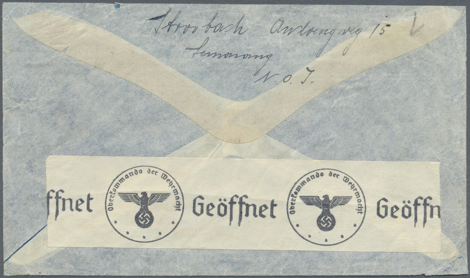 Br Niederländisch-Indien: 1940. Air Mail Envelope Addressed To Germany Bearing Netherlands Indies SG 341, 5c Ultramarine - Indes Néerlandaises