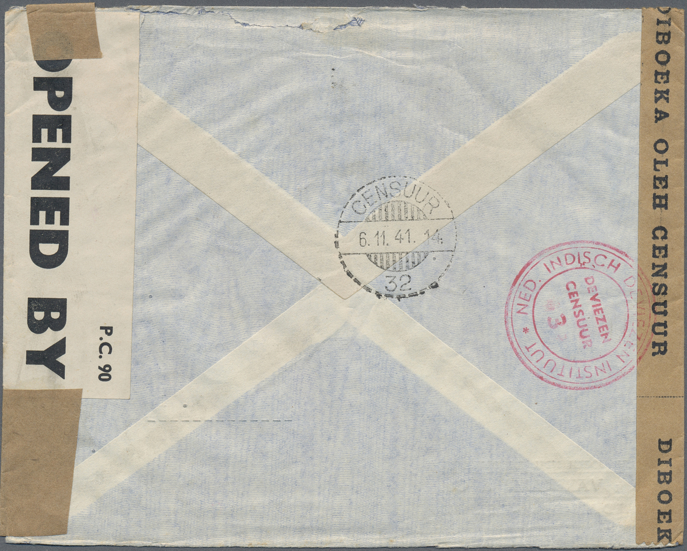 Br Niederländisch-Indien: 1941. Air Mail Envelope Addressed To London Bearing Netherlands Lndies SG 410, 50c Indigo, SG - Indes Néerlandaises