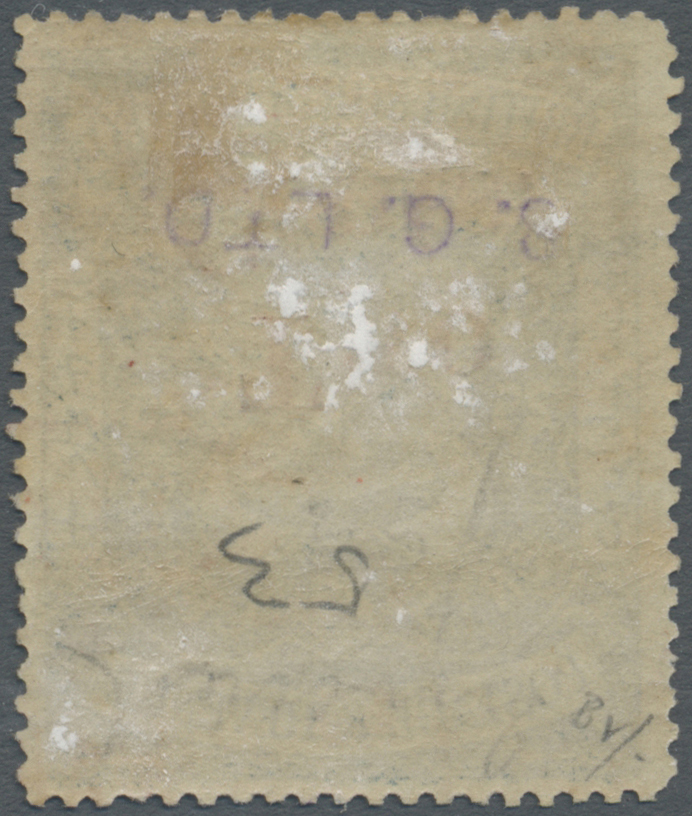 O Nordborneo: 1890 "Two Cents." On 25c. Indigo, Variety "OVERPRINT INVERTED", Used And Cancelled By Sandakan '4 MAR ...' - North Borneo (...-1963)