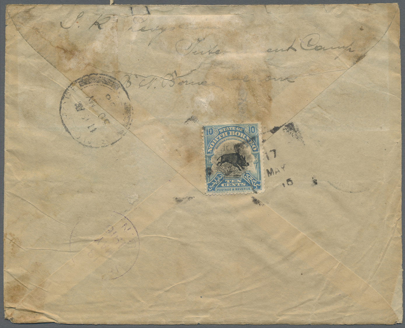 Br Nordborneo: 1916. Registered Envelope (faults/toned) Addressed To Switzerland Endorsed 'lnternment Camp, Tenom, Briti - North Borneo (...-1963)