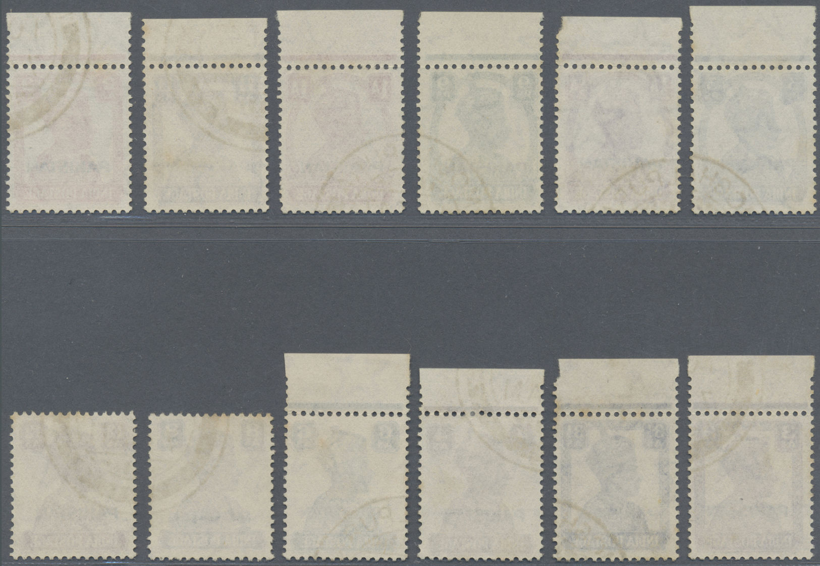 O Pakistan: 1947 First Issue Complete Set Of 14, Used And Cancelled With Part Strikes Of '1 OCT 37' First Day Cds, Some - Pakistan