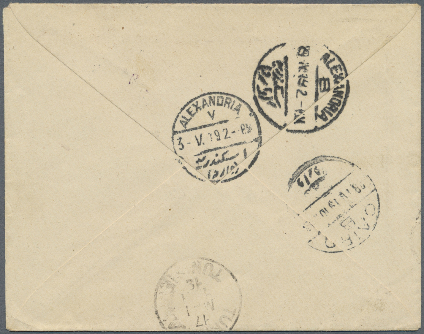 Br Palästina: 1919. Censored Envelope Addressed To Tunisia, North Africa Bearing Palestine SG 9, 5m Orange (pair) Tied B - Palestine