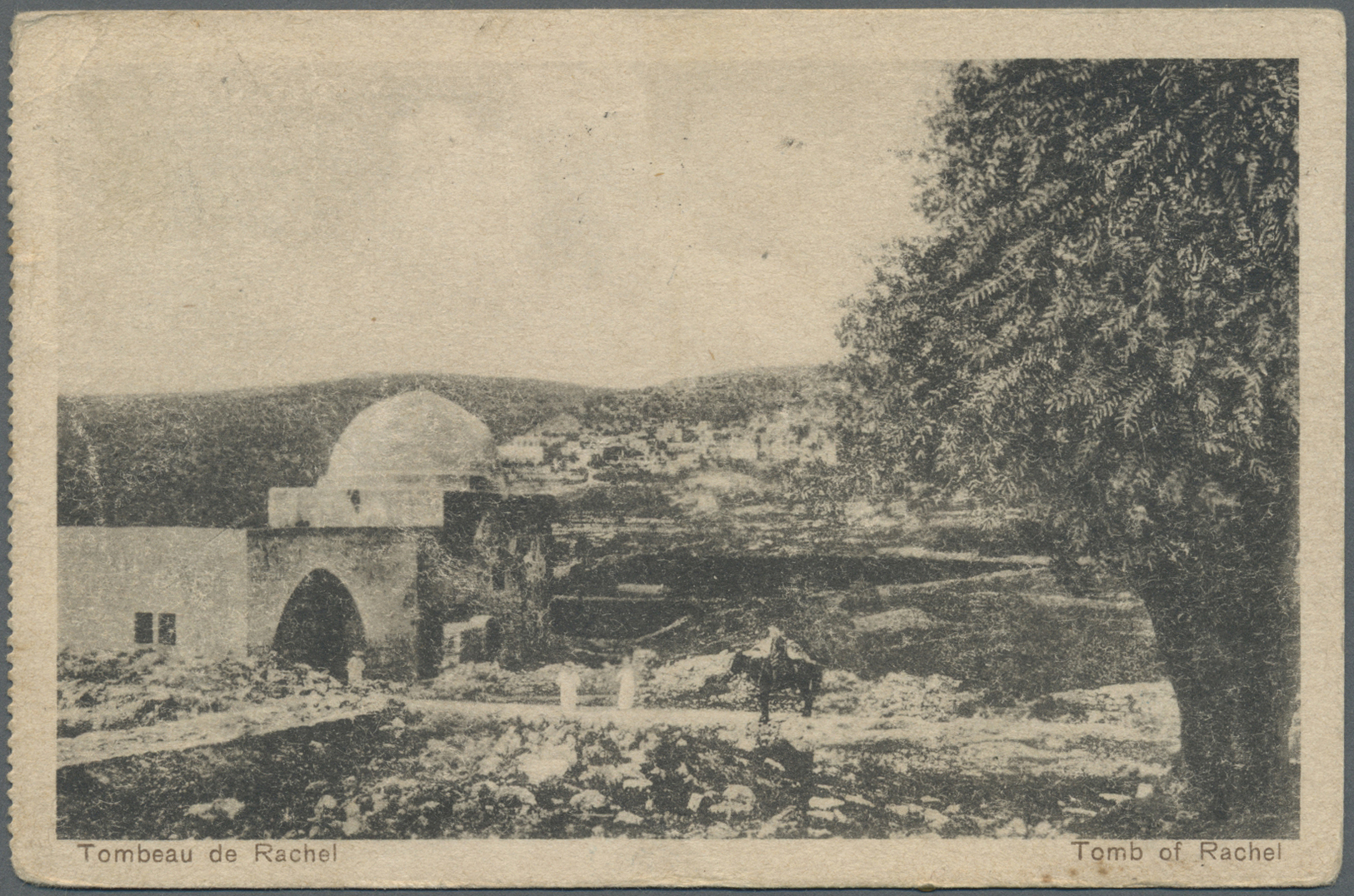 Palästina: 1922, "PALÄSTINE" 1 M Brown, 2 M Yellow And 5 M Orange On Picture Card "Tombeau De Rachel" Sent From "NAZARET - Palestine