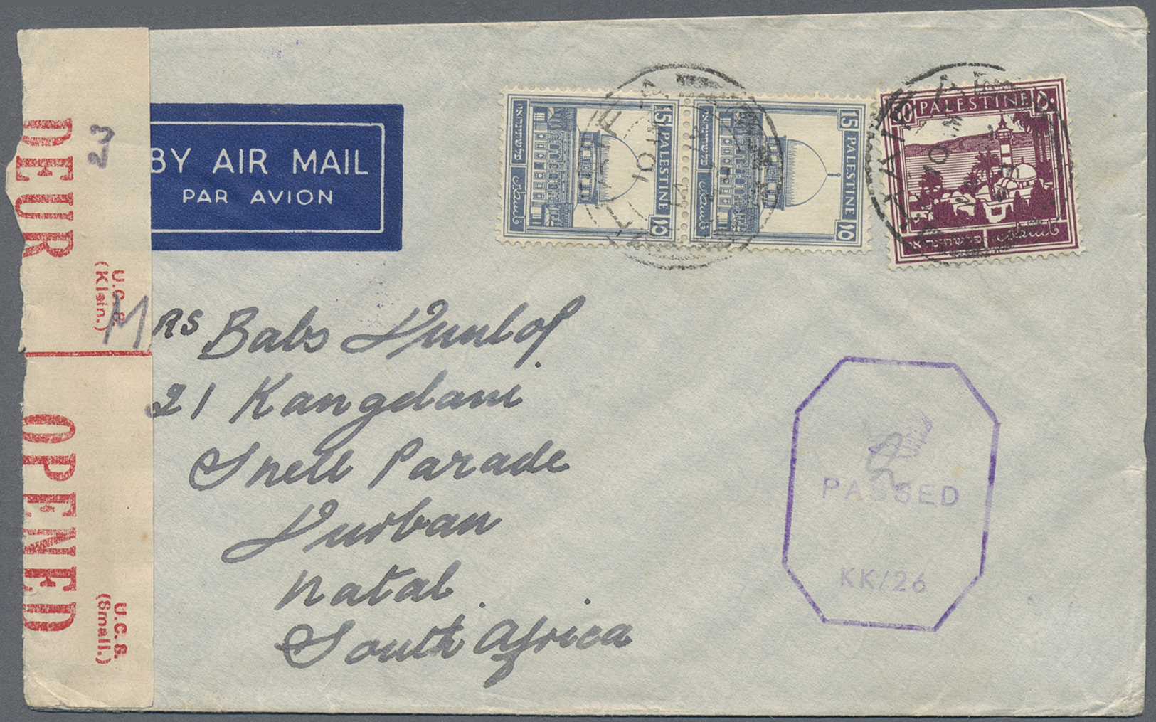 Br/GA Palästina: 1922/42, Covers (3 Inc. Registration Envelope), Ppc (2) All Used To Foreign Inc. Censorship. - Palestine