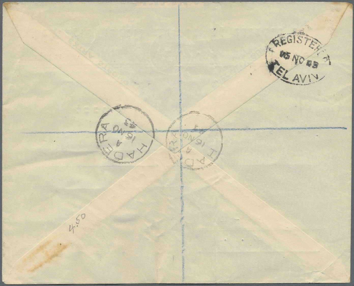 Br/GA Palästina: 1943/47, Three Covers Used Registered From Hadera With Stationery Cut-outs, Also IRC Reply Coupon Pmkd. - Palestine