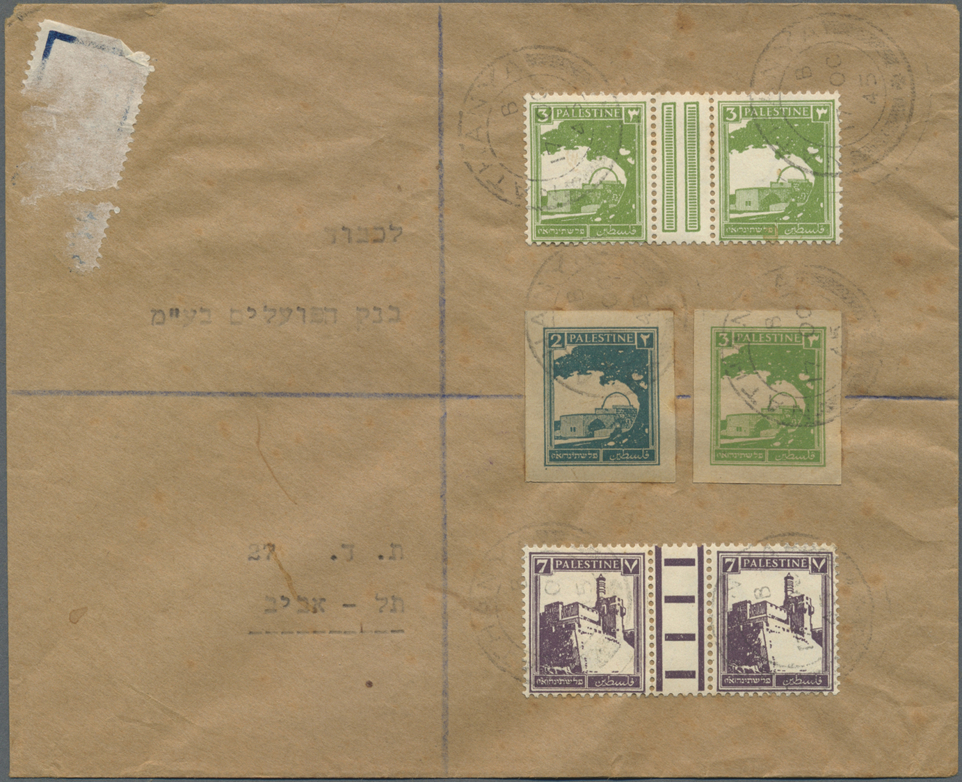 Br/GA Palästina: 1943/47, three covers used registered from Hadera with stationery cut-outs, also IRC reply coupon pmkd.
