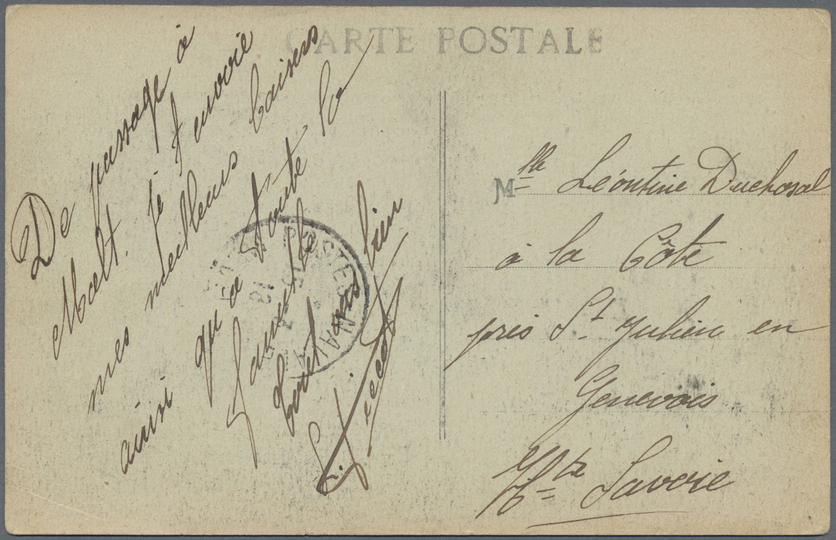 Br Palästina: 1918. Picture Post Card Mailed From The French Croiseur 'Santa-Anna' Addressed To France Cancelled By 'Pos - Palestine