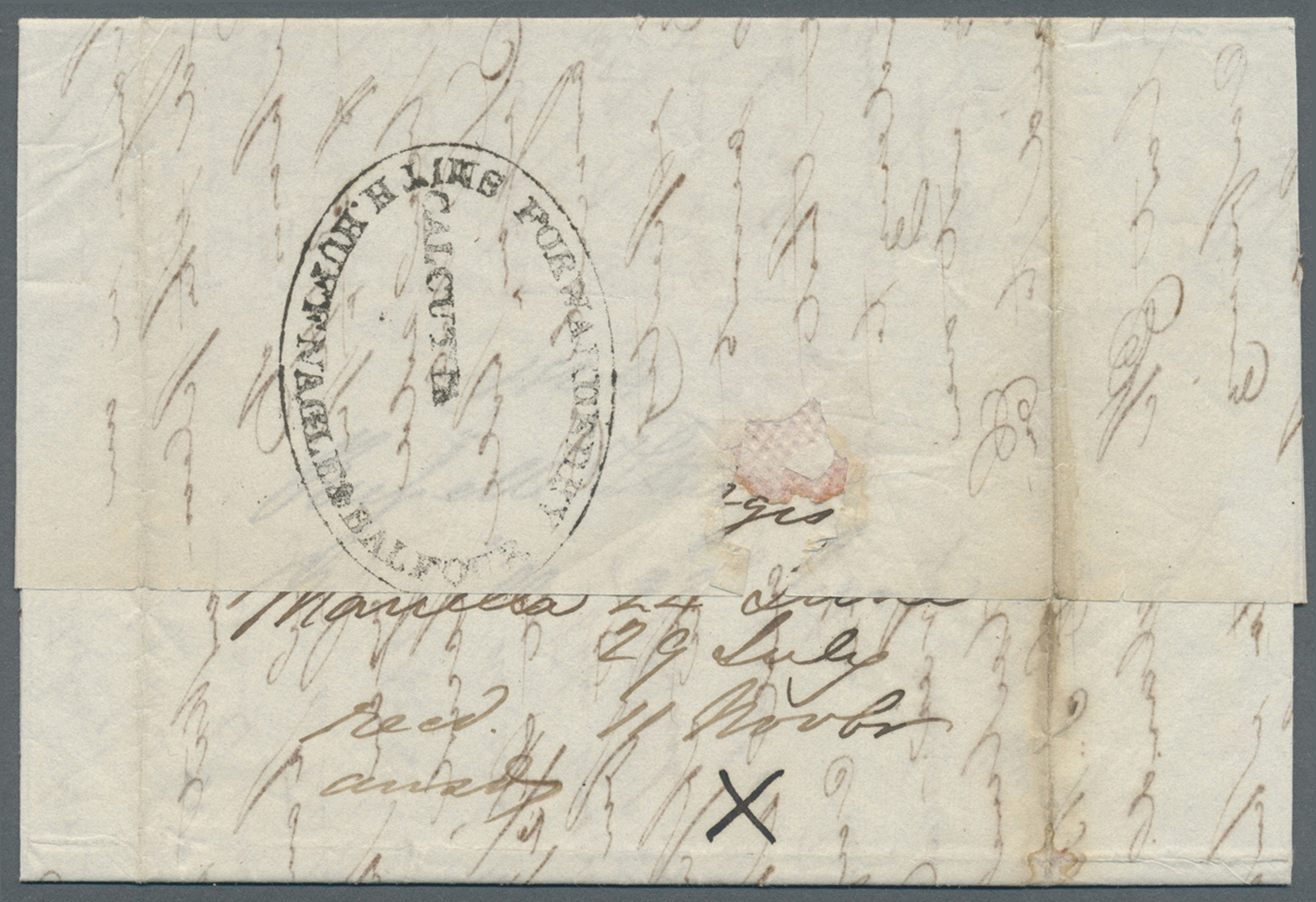 Br Philippinen: 1844. Stampless Envelope Written From Manila Dated 'June 22nd 1844 ' Addressed To London And Endorsed 'v - Philippines