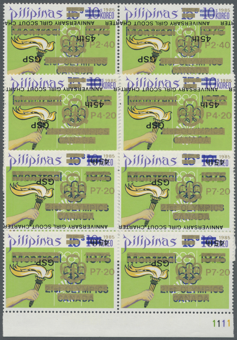 ** Philippinen: 1985, Olympic Summer Games Montreal 15 On 10s. With Additional Opt. In Gold (normal) And Black '45th ANN - Philippines