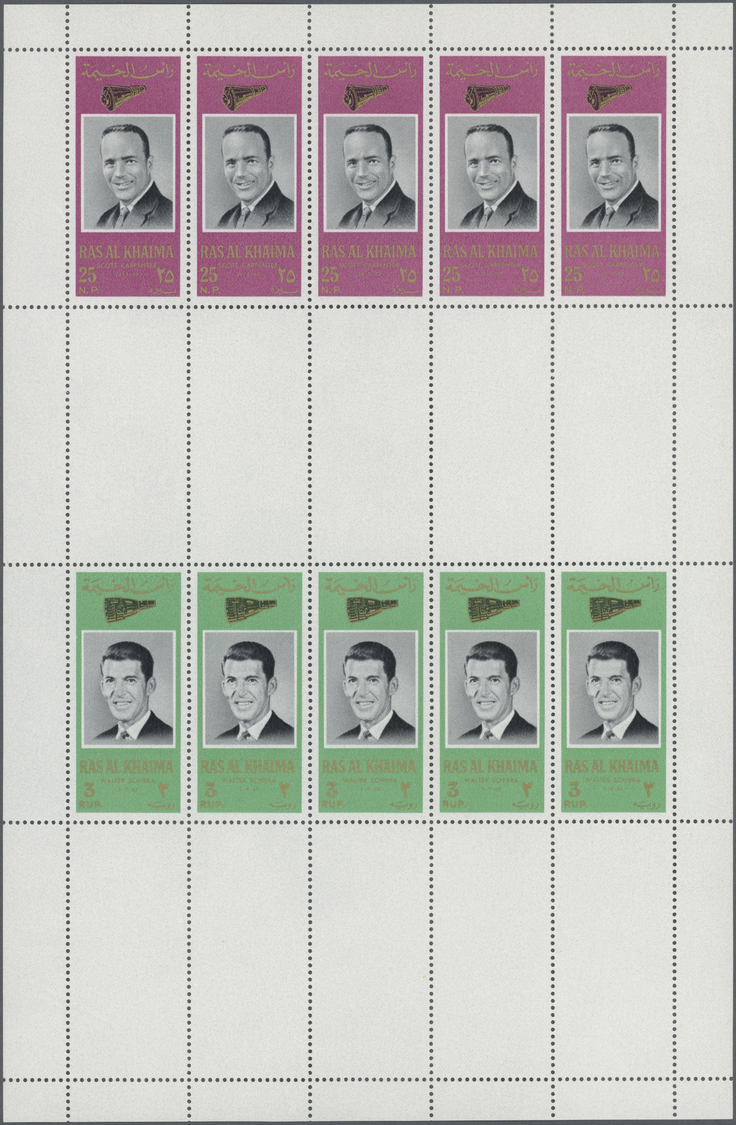 ** Ras Al Khaima: 1966, American Astronauts, Four Sheets With Five Sets In Gutter Pairs, Unmounted Mint. - Ras Al-Khaima