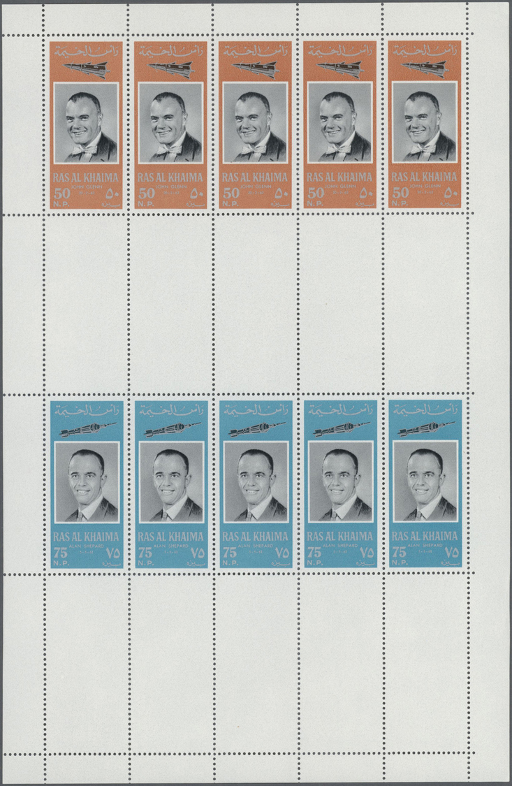 ** Ras Al Khaima: 1966, American Astronauts, Four Sheets With Five Sets In Gutter Pairs, Unmounted Mint. - Ras Al-Khaima