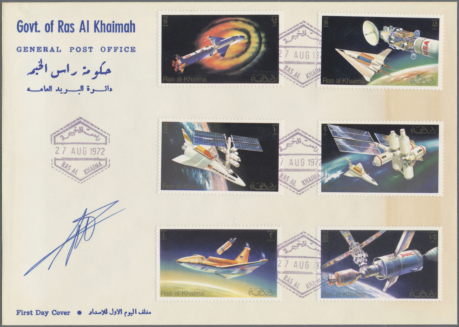 Ras Al Khaima: 1972, Skylab Program, Perf./imperf. Issue, Complete Set Of Six Values Each On Two F.d.c., Oblit. By Red R - Ras Al-Khaima