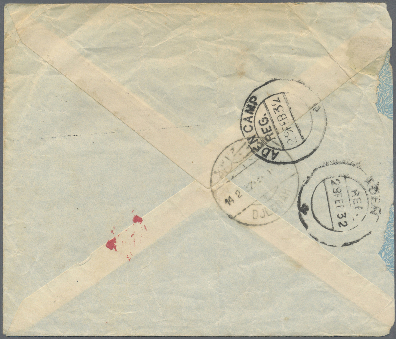 Br Saudi-Arabien - Nedschd: 1932 Registered Cover (faults) From Mecque To ADEN-CAMP Franked By Two Pairs Of 1926 1½pi. B - Saudi Arabia