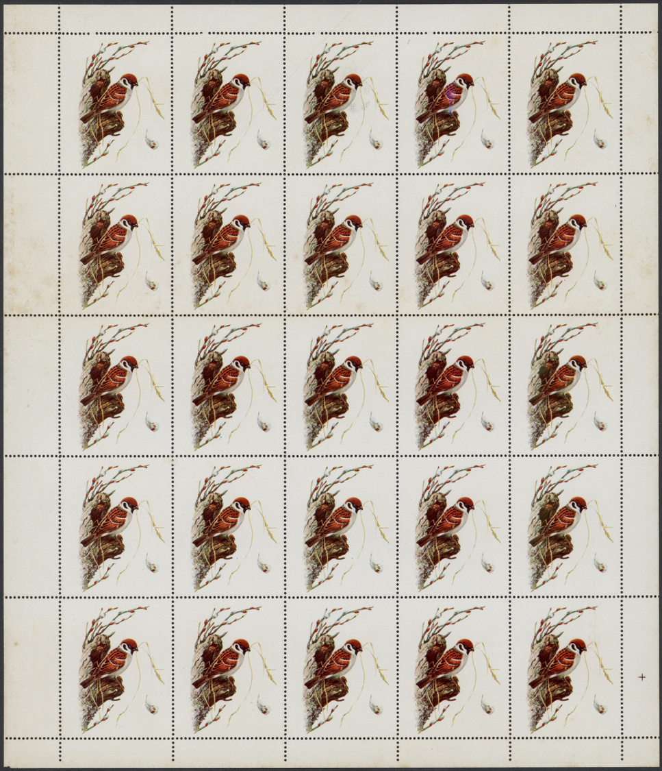 ** Schardscha / Sharjah: 1972, Birds, 2r. "Eurasian Tree Sparrow" Showing Variety "Missing Value And Country Name", Comp - Sharjah