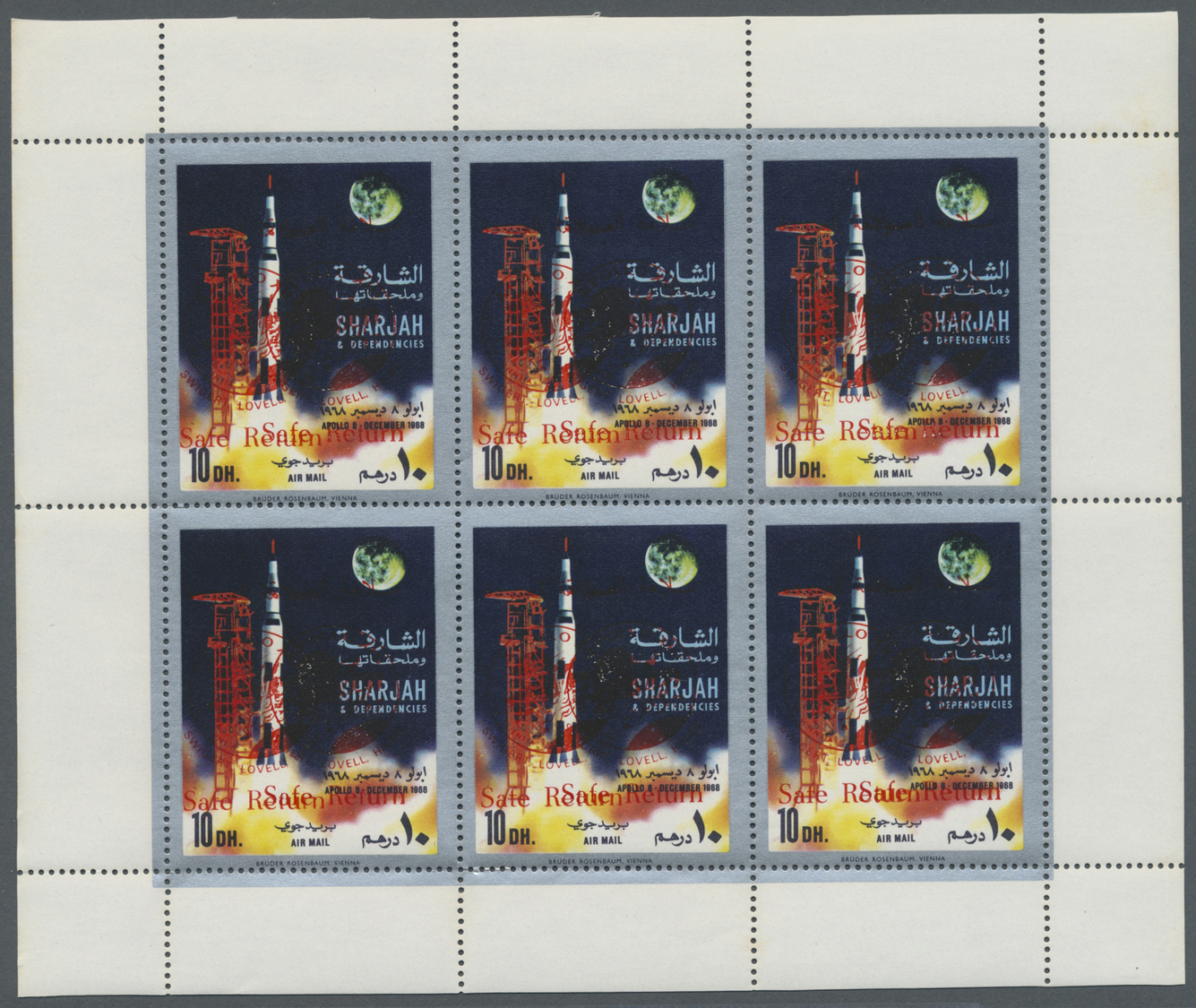 ** Schardscha / Sharjah: 1971, "SAFE RETURN/Apollo 13" overprints on "Apollo 8", perf./imperf. issue, complete sets of s