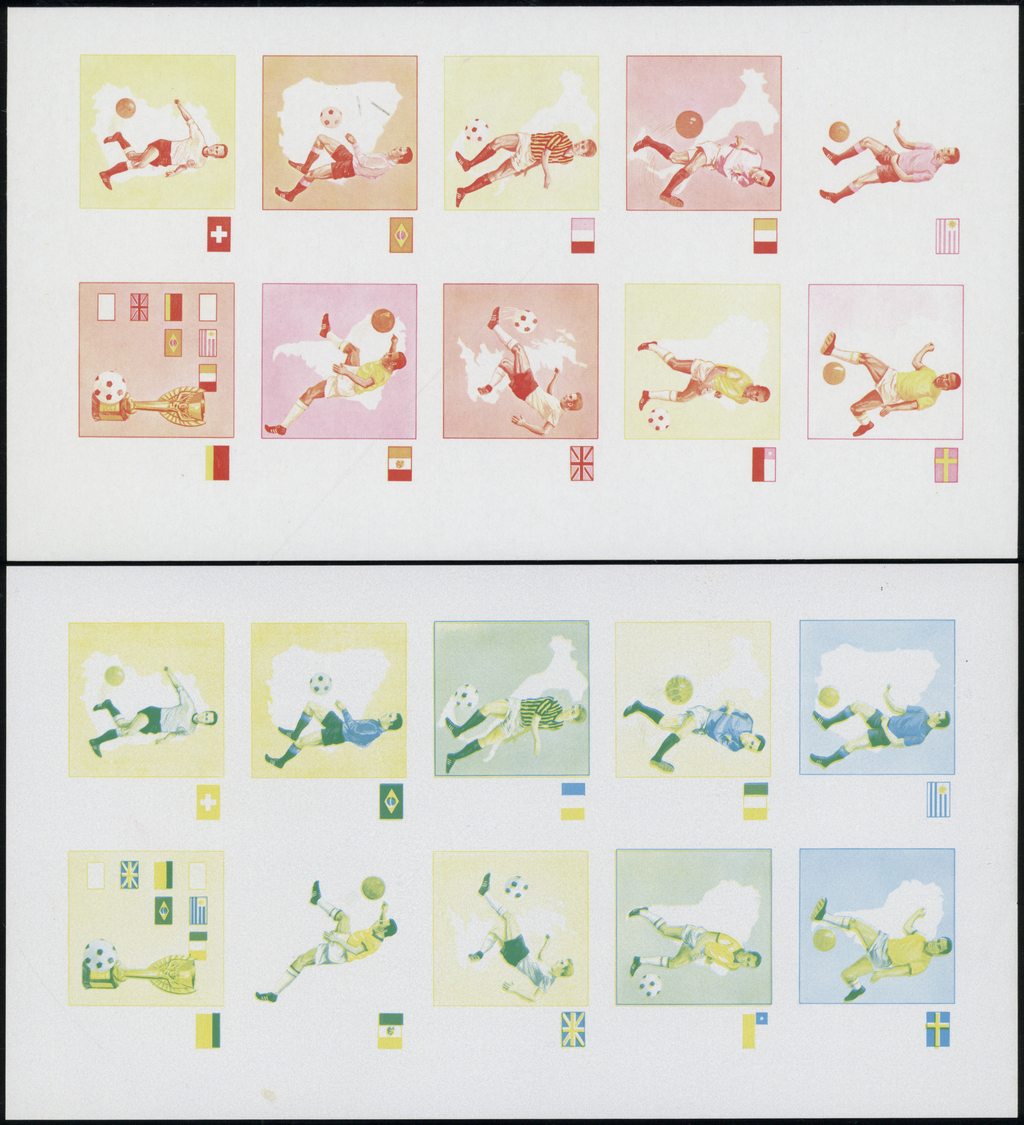 ** Schardscha / Sharjah: 1972, Jules Rimet Cup, Group Of Eight Imperforate Stage Proof Sheets (with Ten Values Se-tenant - Sharjah