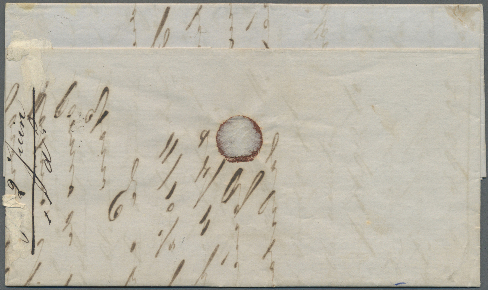 Br Singapur: 1864, Entire Folded Letter Stampless From "SINGAPORE 4 MAY 1864" Endorsed "Via Suez" To Marseilles/France, - Singapour (...-1959)