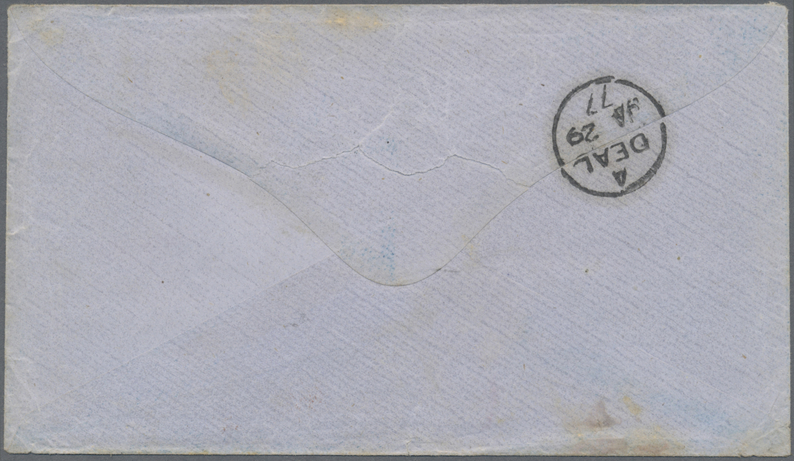 Br Singapur: 1867/68, Straits QV 24 C. Jumbo Margin, 4 C. Tied Octogonal "572" To Small Envelope  To Deal/Kent, England, - Singapour (...-1959)