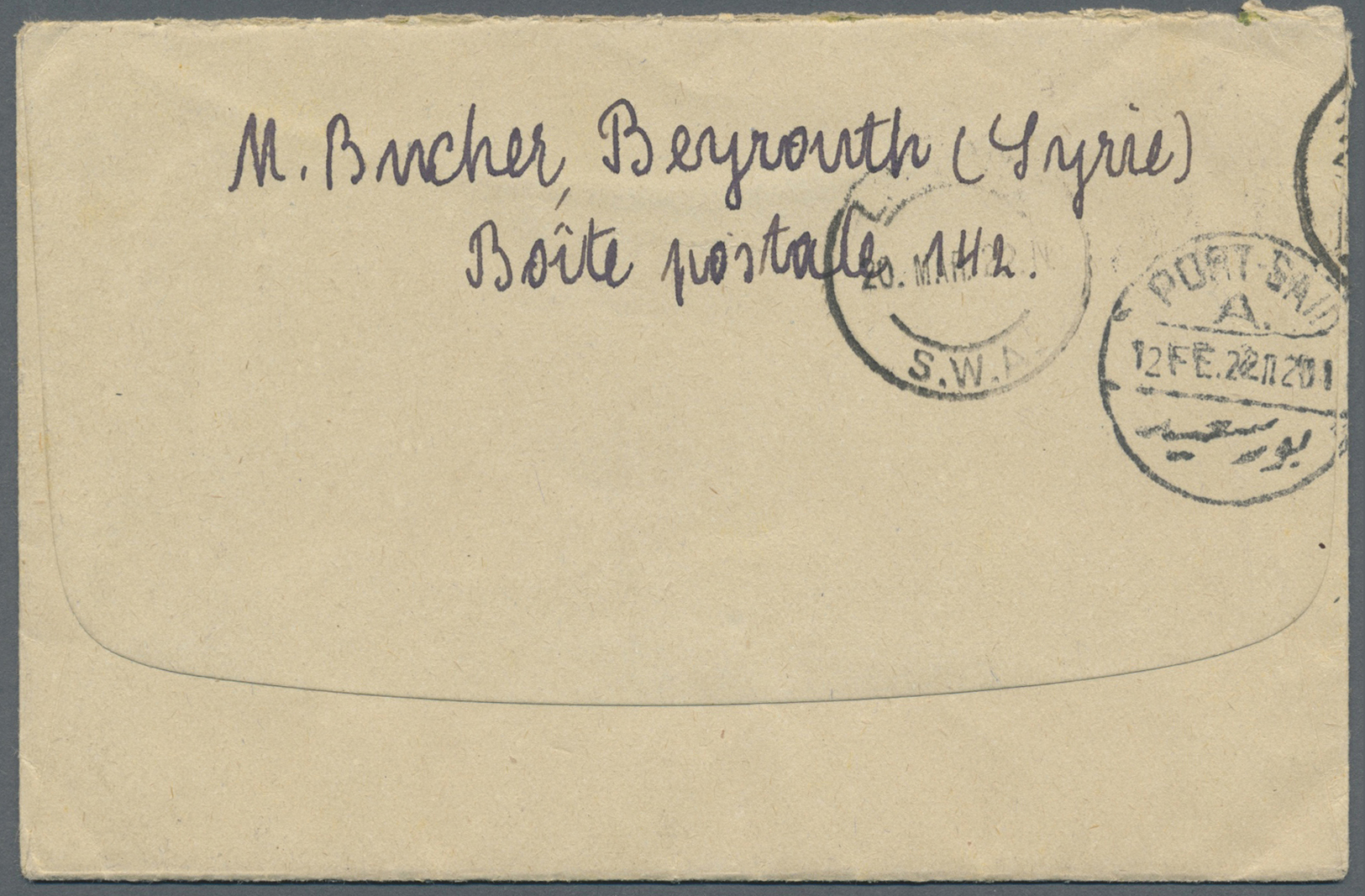 Br Syrien: 1922, French Mandate: Small Cover With "O.M.F./Syrie/ 3 PIASTRES" Overprint  On 60C Type Merson, Tied By "BEY - Syria