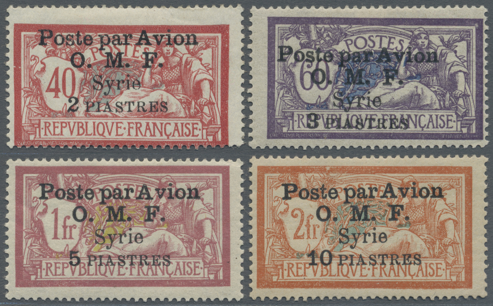 * Syrien: 1922, Airmails, "Poste Par Avion" Overprints, Complete Set Of Four Values, Mint O.g. With Hinge Remnants. Maur - Syria