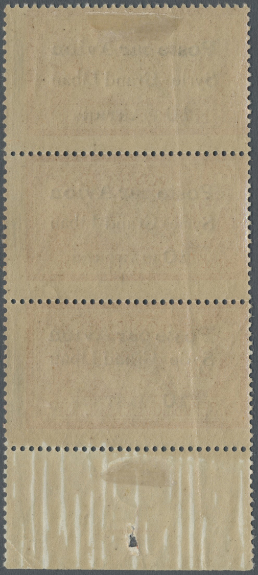 **/* Syrien: 1923, Airmails "Syrie-Grand Liban", Wide Spacing 3¾mm, 10pi. On 2fr. Orange/blue, Vertical Strip Of Three, - Syrie