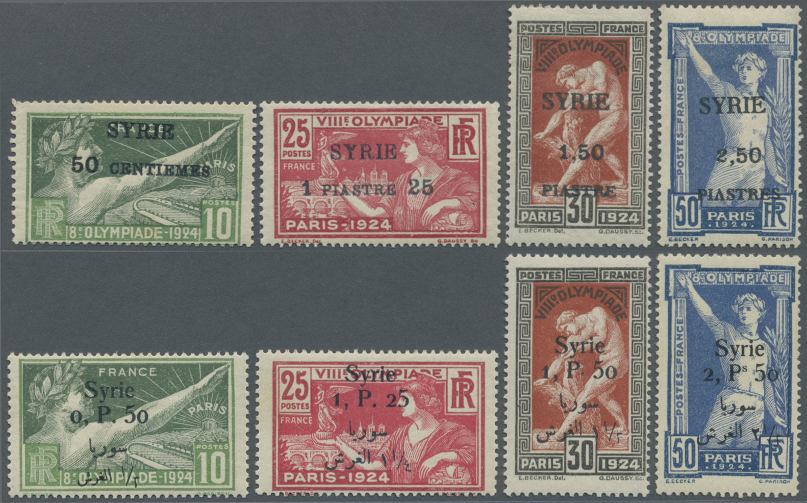 * Syrien: 1924, Olympic Summer Games Paris Two Complete Sets Of French Stamps With The Different Opts. 'SYRIE' Or 'Syrie - Syria