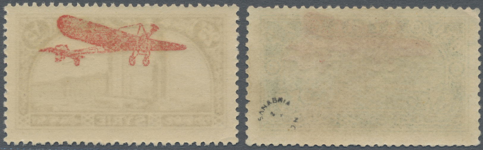 ** Syrien: 1929, Airmails, Two Stamps With Double Overprint: 0.50pi. Green (slight Corner Crease) Signed Sanabria, 25pi. - Syria