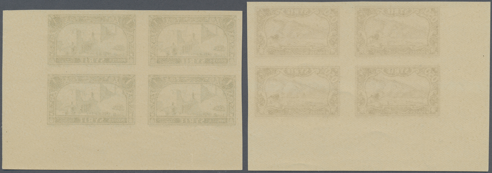 ** Syrien: 1930/1936, Definitives "Views of Syria", complete set of 23 values, marginal IMPERFORATE blocks of four, unmo