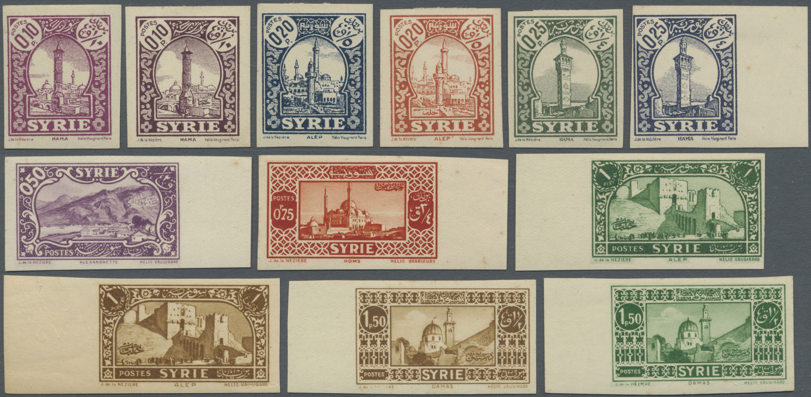 * Syrien: 1930/1936, Definitives "Views Of Syria", Complete Set Of 23 IMPERFORATE Marginal Stamps, Mint O.g. With Hinge - Syria