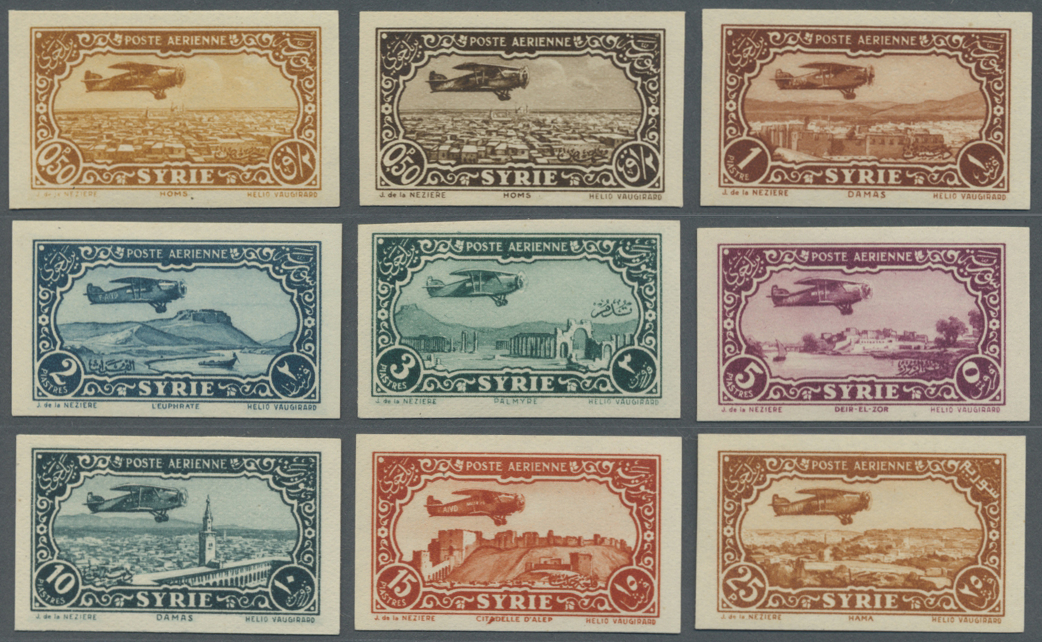 * Syrien: 1931/1933, Airmail Issue Complete Set IMPERFORATE, Mint Lightly Hinged, Yv. PA50/59, &euro; 600,-- - Syria