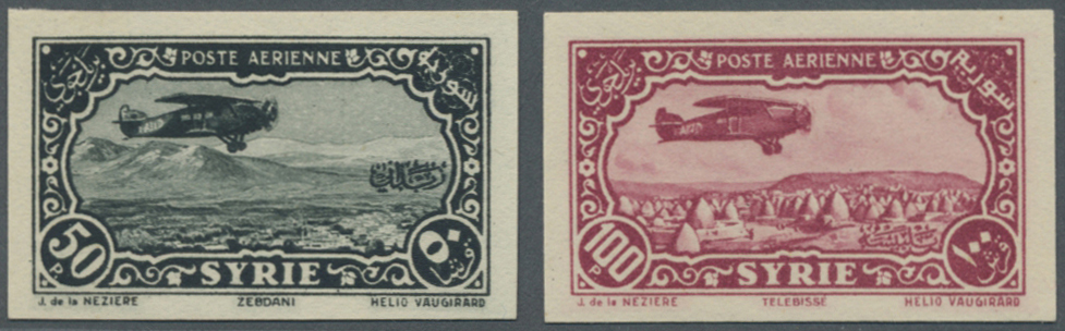 * Syrien: 1931/1933, Airmail Issue Complete Set IMPERFORATE, Mint Lightly Hinged, Yv. PA50/59, &euro; 600,-- - Syria
