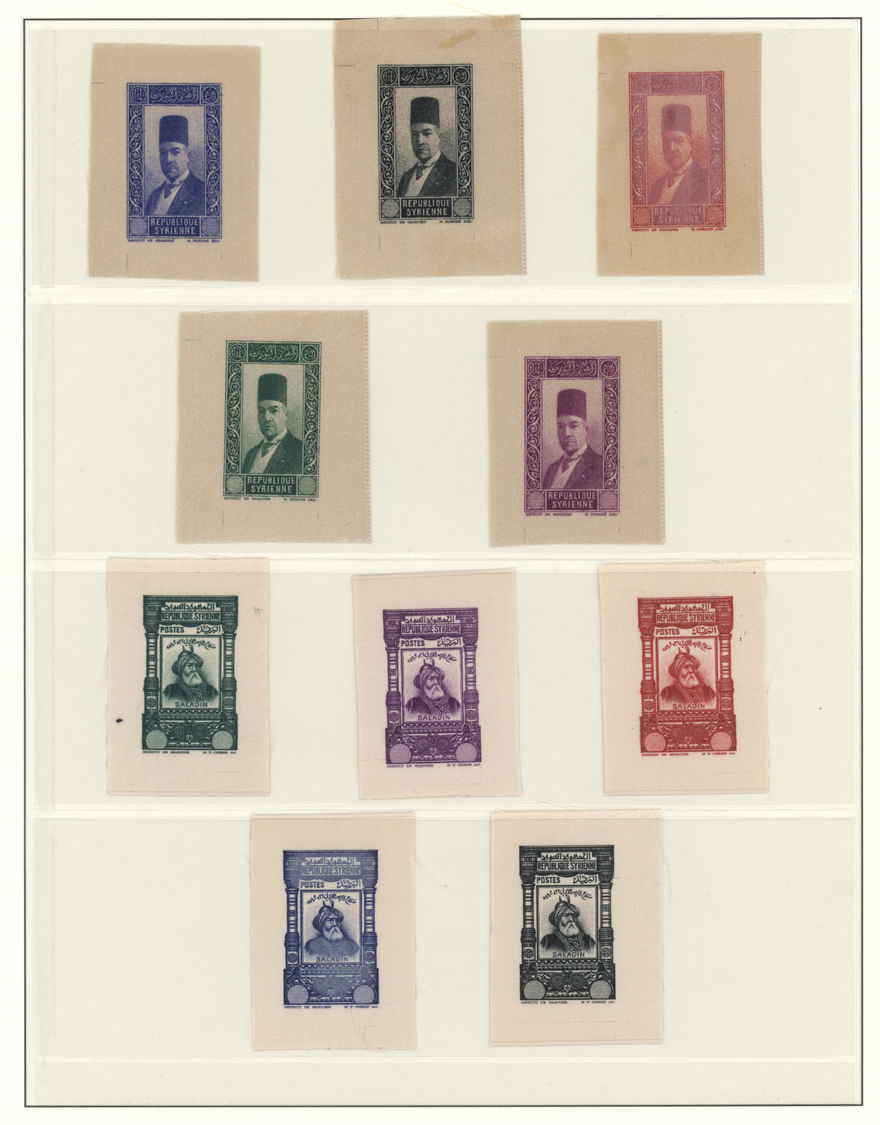 (*) Syrien: 1934, 10 Years Republic Issue 25 Silk Proofs Without Value In Different Colors, Very Fine And Extremely Scar - Syria